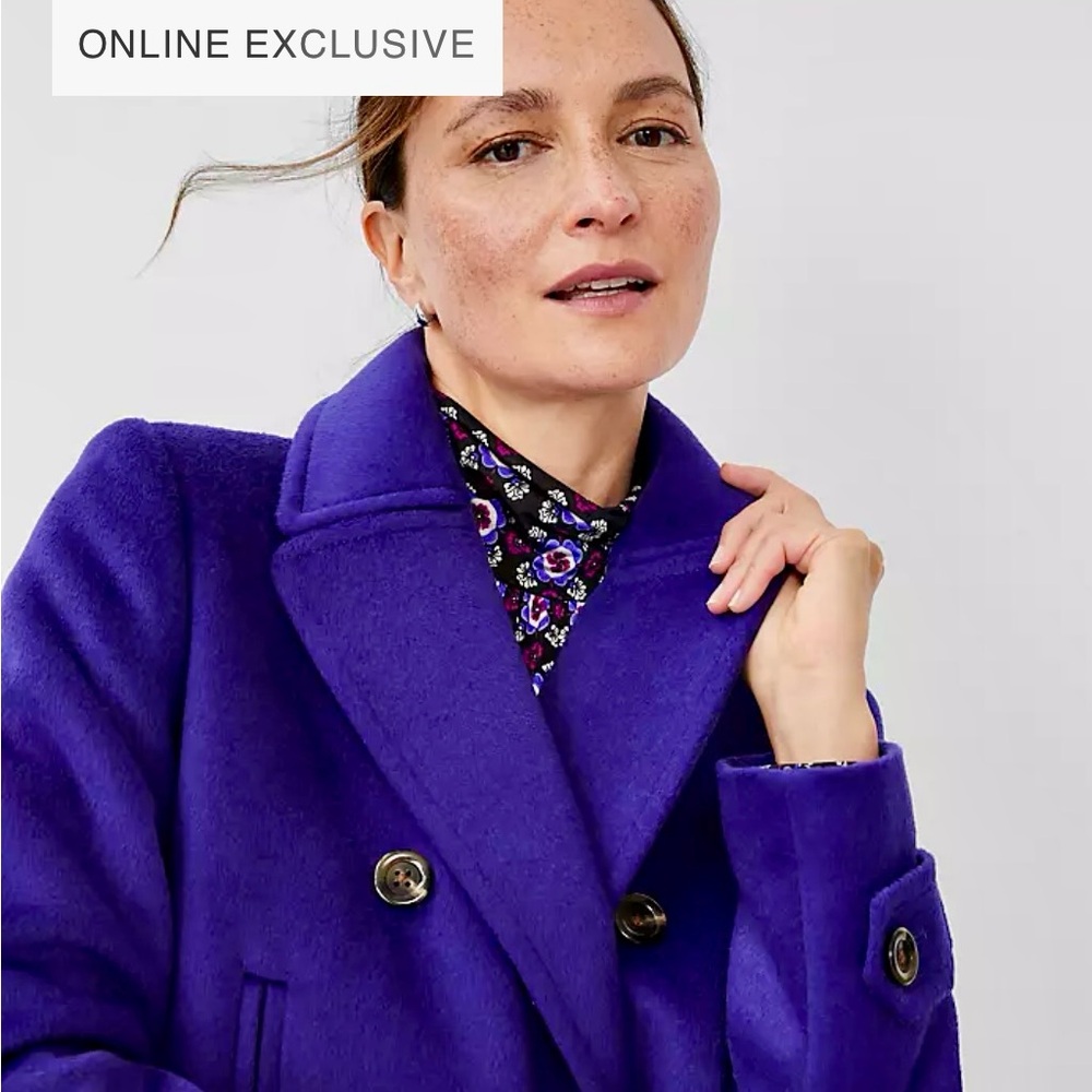 Ann Taylor Wool Blend Notched Collar Peacoat